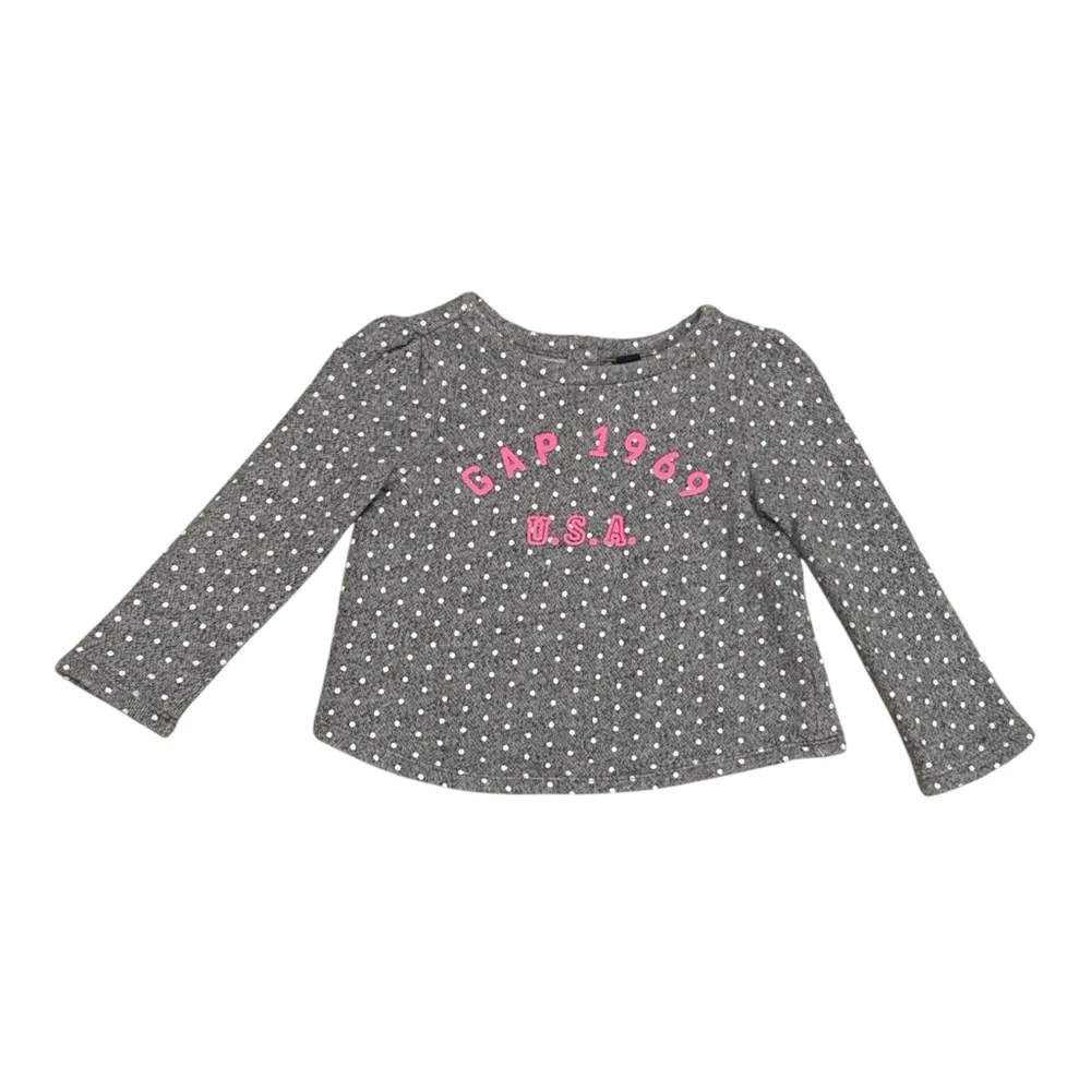 BabyGAP Toddler Girls' Gray‎ Long Sleeve Sweatshirt with Pink Print, Size 3T